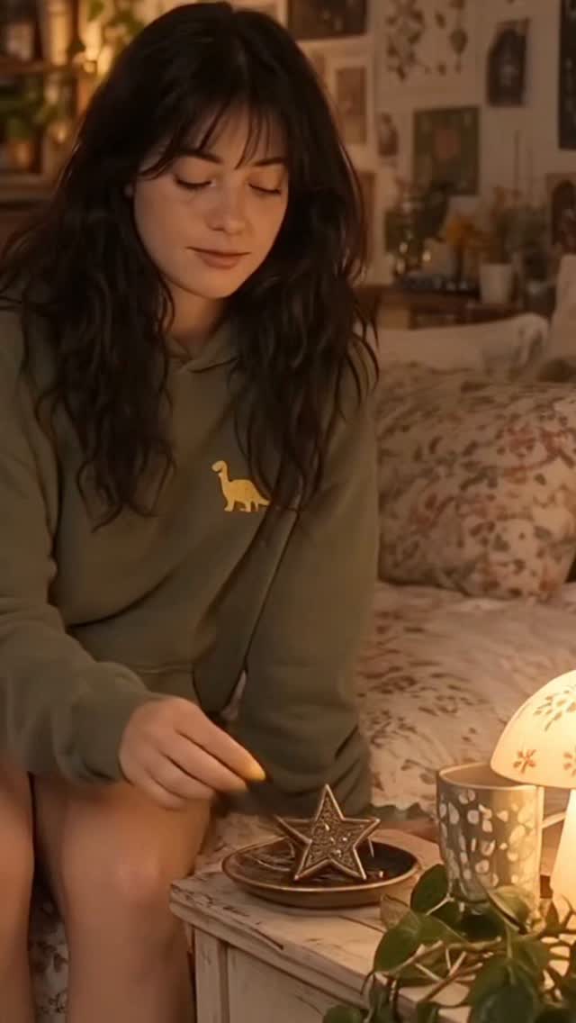 Zoey with her tin star on the bedside tray at bedtime