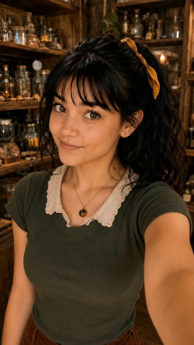 Zoey wandering around the vintage shop