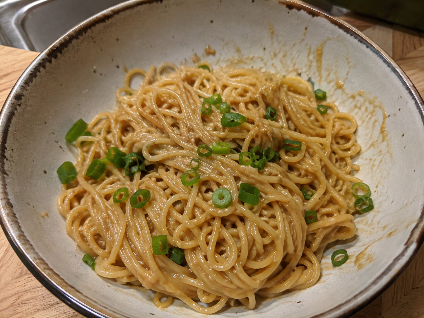 Miso-butter noodles with scallions and sesame
